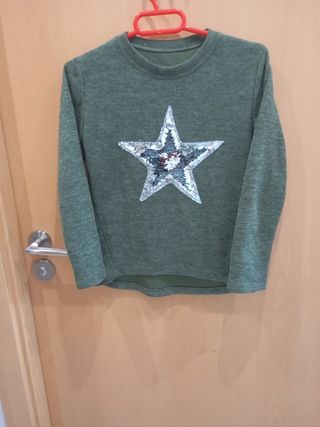 Jersey niña verde lentejuelas