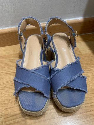 Sandalias cuña vaqueras -talla 36