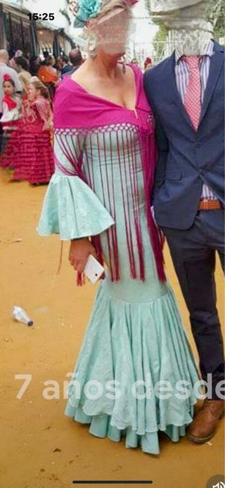 Vestido Flamenca  Verde Agua