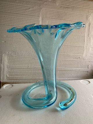 Vaso vetro blu decoratico