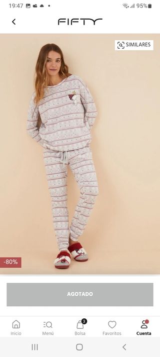 Pijama Women Secret L - Gris/Rosa