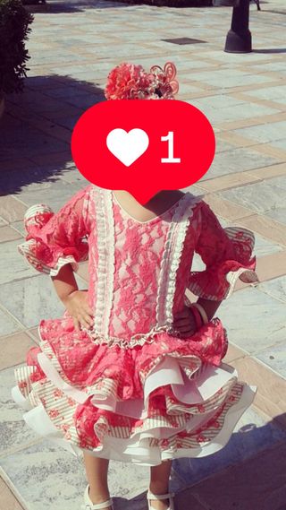 Vestido Flamenca niña Rosa-Blanco talla 6/7/8