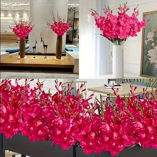 6 Tallos Gladiolos Artificiales Rojos