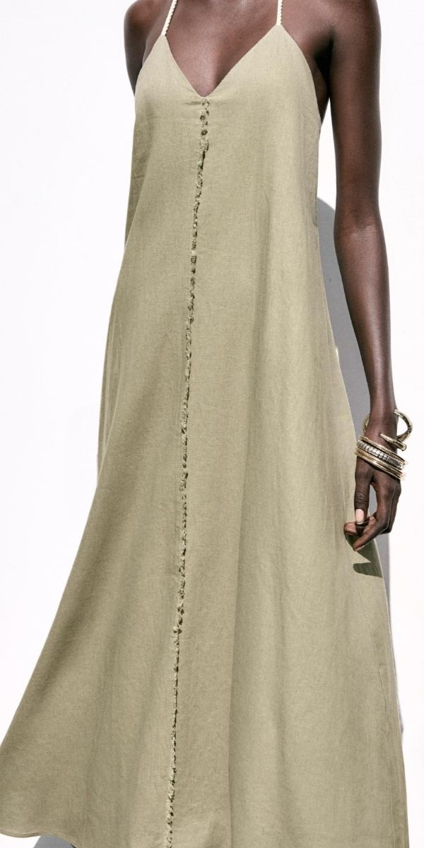 Vestido largo verde oliva - Talla M