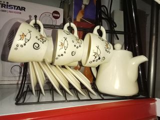 Juego café porcelana blanco - 6 tazas