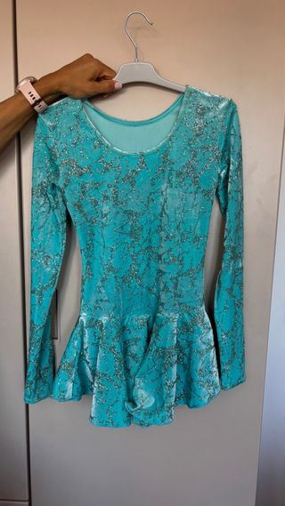 Maillot patinaje artístico turquesa