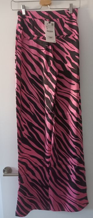 Pantalones Palazzo Zara XS - Rosa y Negro