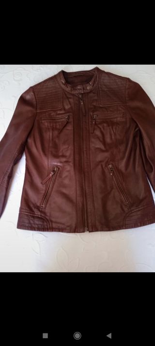 Cazadora cuero marrón CAROLL T36