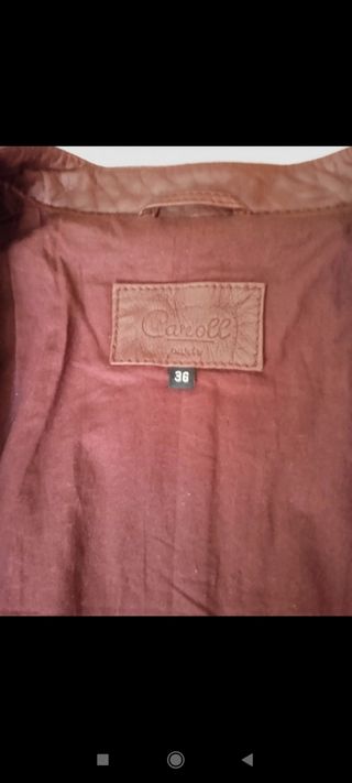 Cazadora cuero marrón CAROLL T36