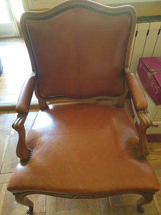 Sillón salón piel sintética marrón