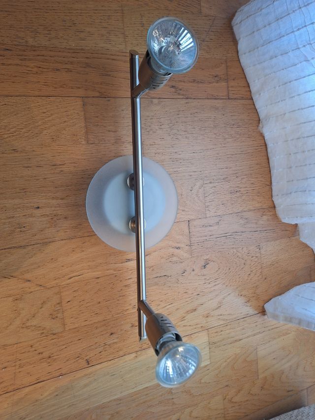 Lampara metalica 2 focos - plata