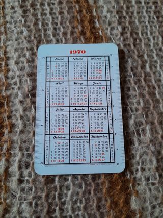 Antiguo calendario de bolsillo de 1970