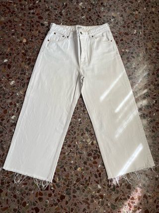 Pantalones Pull&Bear blancos wide leg