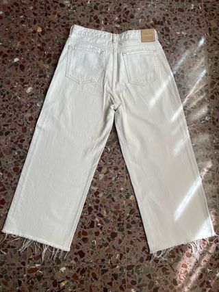 Pantalones Pull&Bear blancos wide leg