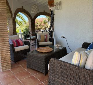 Conjunto jardín ratan marrón - Sofá + 2 butacas