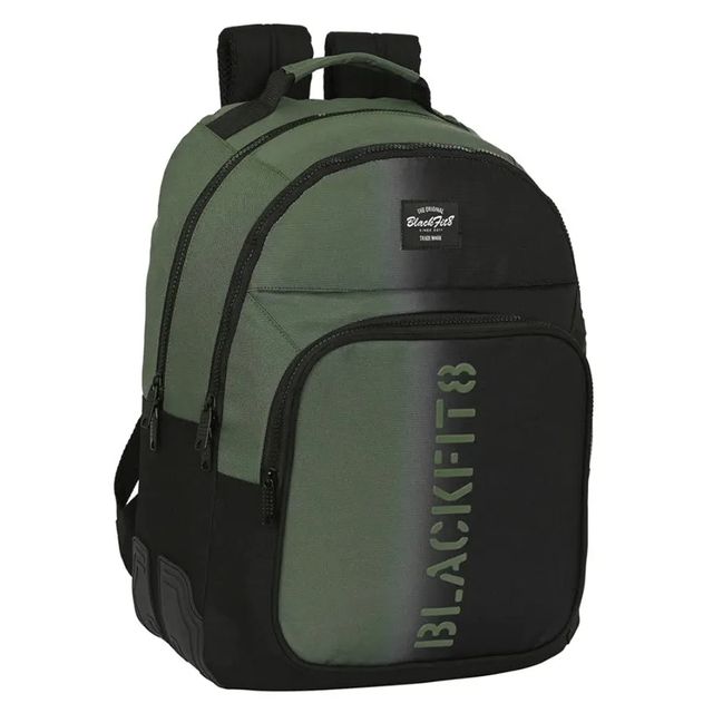 Mochila Blackfit8 Verde-Negro con etiquetas