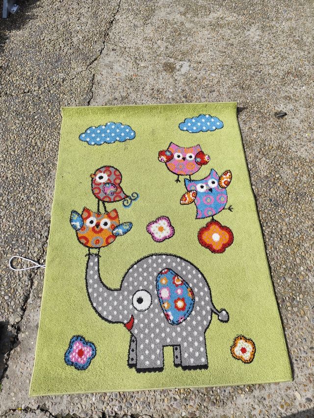 Alfombra infantil elefante - Gris/Verde