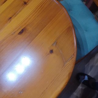 Mesa comedor pino + 7 sillas