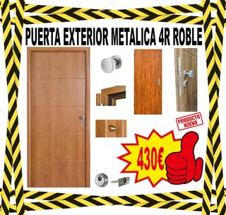 Puerta Exterior Metálica 4R Roble
