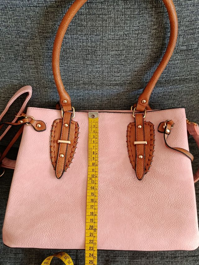 Bolso rosa y marrón