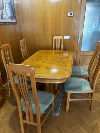 Mesa comedor + 6 sillas madera