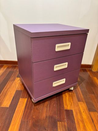 Cajonera morada 3 cajones - ruedas