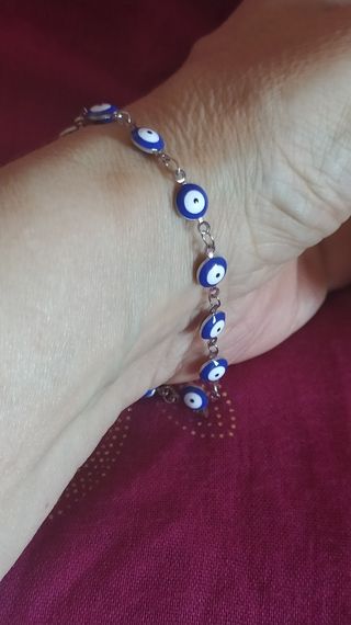 Pulsera ojo turco azul plata