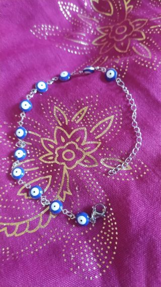 Pulsera ojo turco azul plata