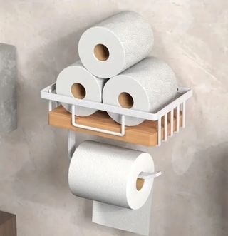 Porta carta igienica - bianco e legno