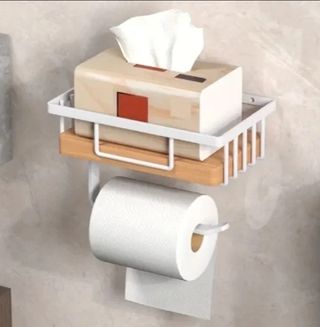 Porta carta igienica - bianco e legno
