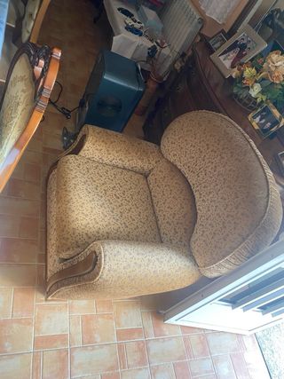 Sofá 3 piezas beige y marrón
