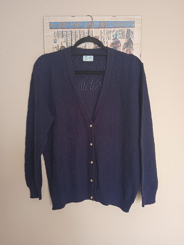 Cardigan donna blu traforato