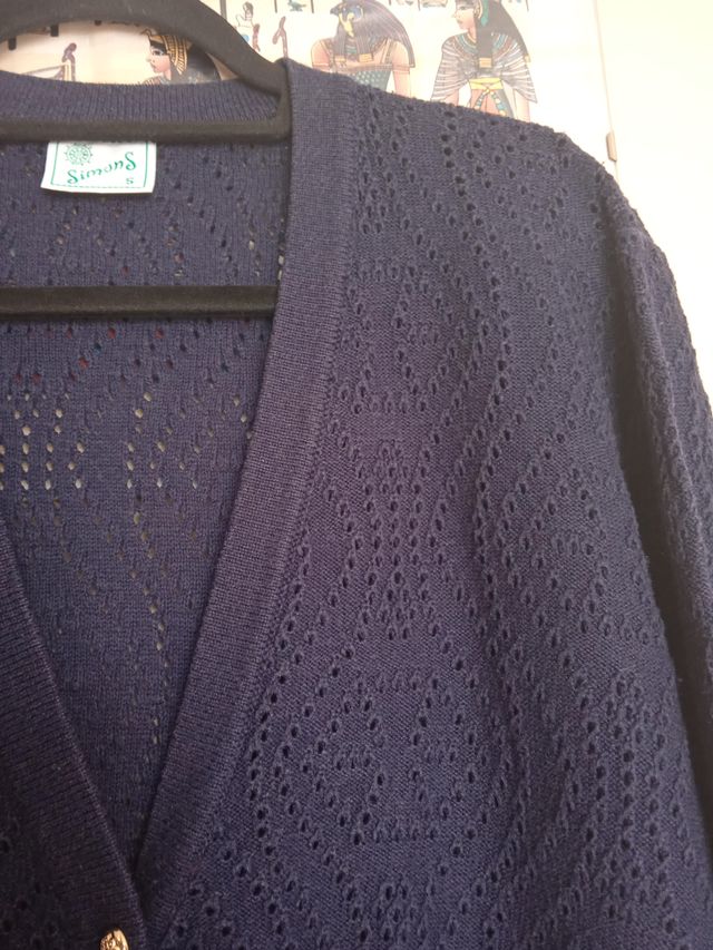 Cardigan donna blu traforato