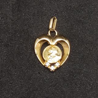 Colgante Corazon Madre oro 18k circonitas, 1.72 g.