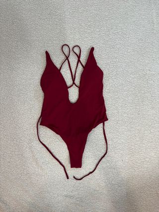 Bañador sexy burdeos de una pieza