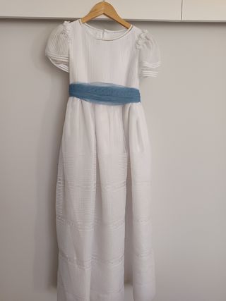 Vestido comunión niña blanco con tocado
