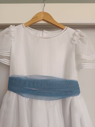 Vestido comunión niña blanco con tocado