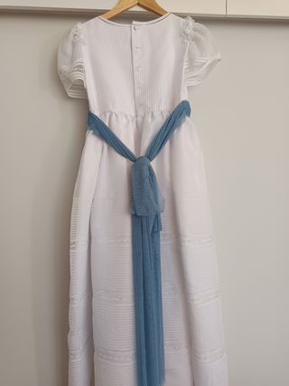 Vestido comunión niña blanco con tocado