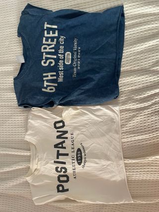 2 Camisetas crop: Azul y Blanca