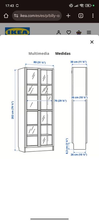 Armario Billy IKEA - Madera y cristal