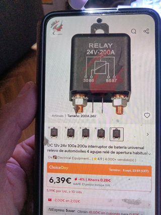 Relé 24V-200A: Interruptor batería