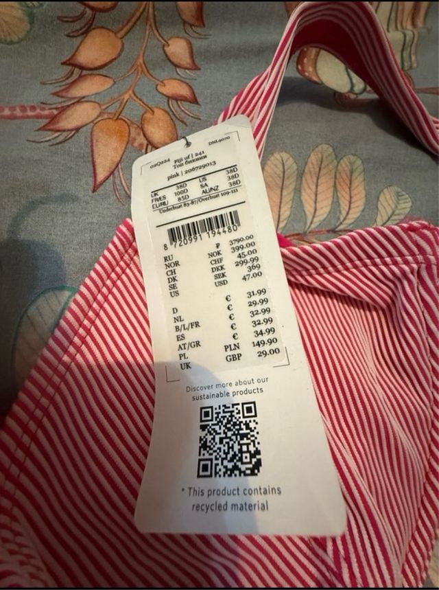 Bikini superior rosa y rojo