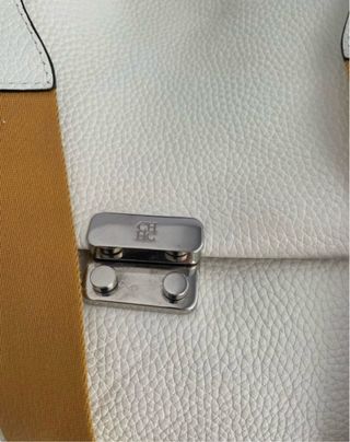 Bolso Carolina Herrera Baret blanco-amarillo