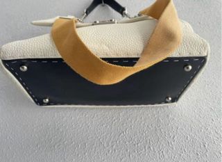 Bolso Carolina Herrera Baret blanco-amarillo