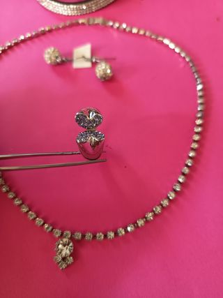 Lote Bisutería Plata: Collar, Pendientes, Anillo 