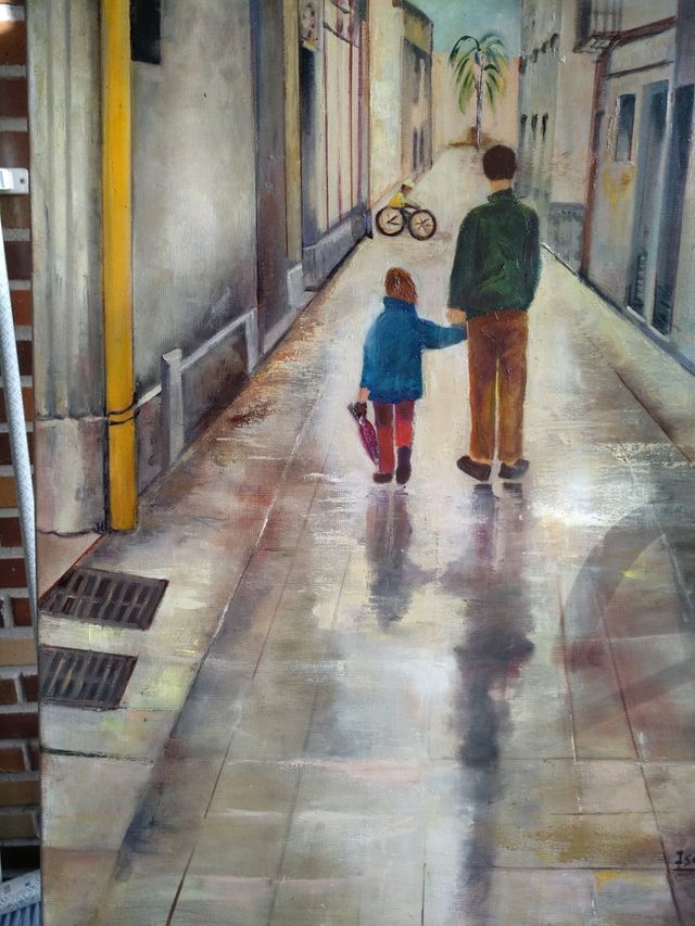 Cuadro óleo grande, paisaje urbano