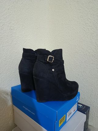 Botines negros mujer tacón cuña