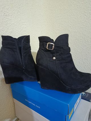 Botines negros mujer tacón cuña