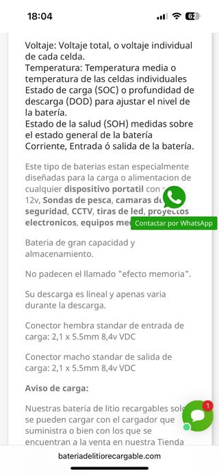 2 Baterías Litio Recargables 7.4V