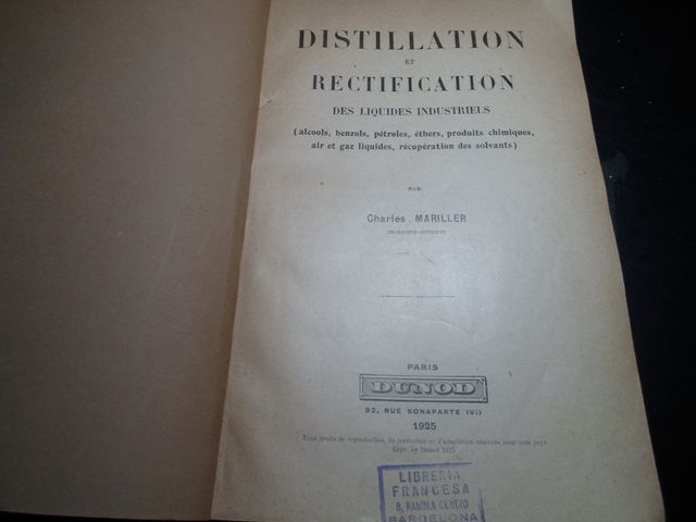 Libro antiguo: Destilación y Rectificación